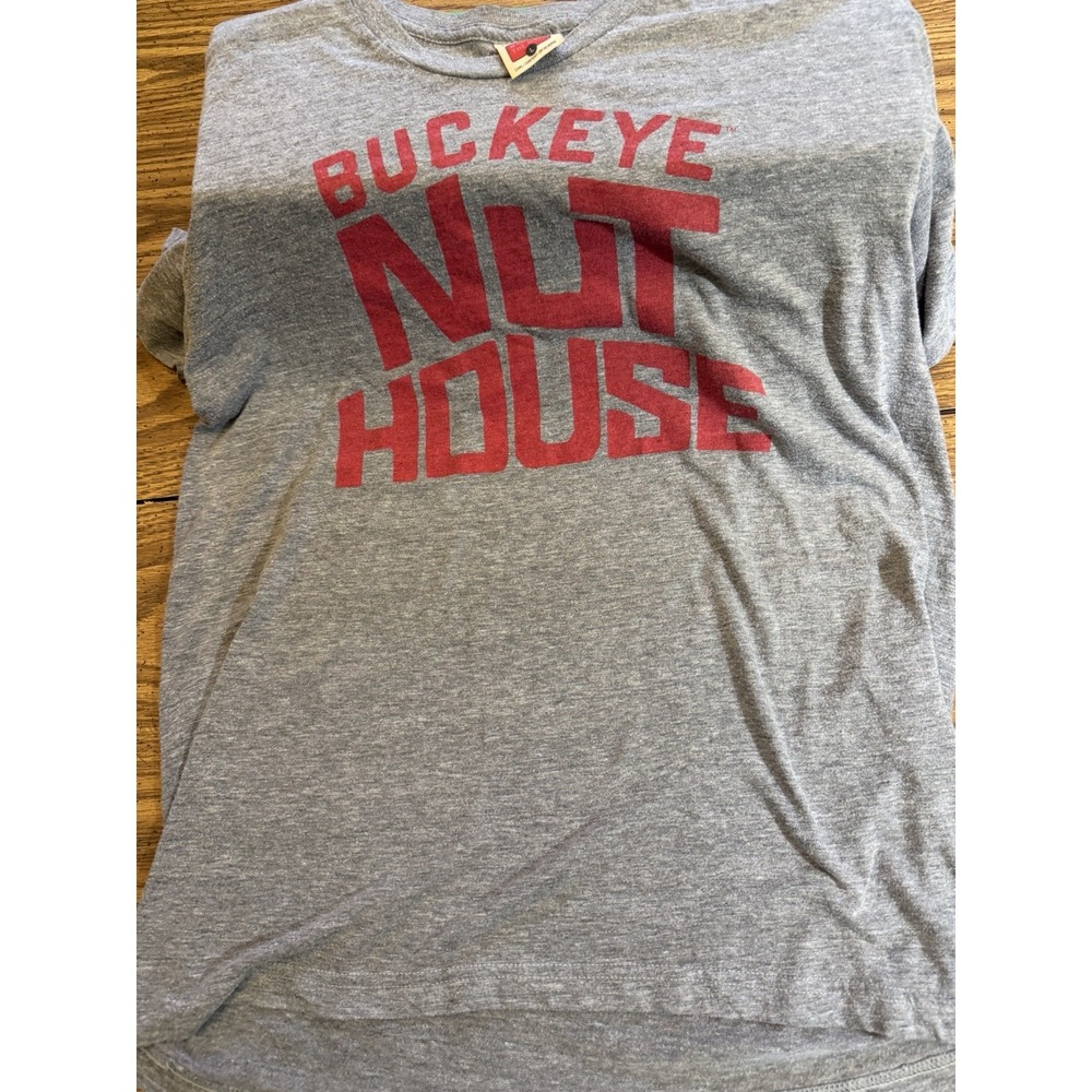 Homage Buckeye Nut House Graphic T-Shirt Heather Gray Mens L Ohio State OSU
